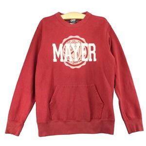 John Mayer Official Merchandise Pullover Sweatshirt Mens M Red Kangaroo Pocket